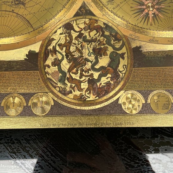 Planisphaerium Terrestre Gold Foil Map Of The World Art Peter Schenk The Elder Planisphaerium Terrestre Gold Foil Map Of