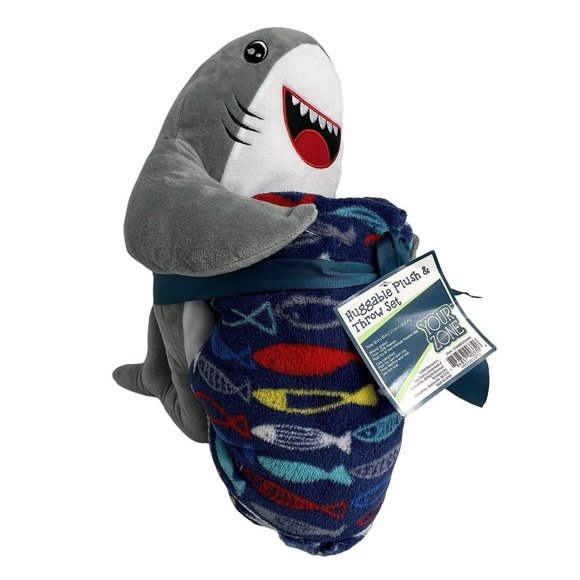 Your Zone Toys Your Zone Huggable Plush Shark And Throw Set Blanket