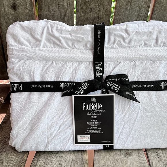 PiuBelle Bedding Piubelle Banded Stone Washed Sheet Set 0 Cotton