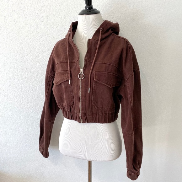 Stoosh Jackets & Coats Nwt Stoosh Vintage Denim Dark Brown Cropped