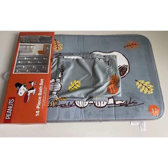 Peanuts Bath 4 Piece Bath Set Snoopy Autumn Fall Bath Mat Shower