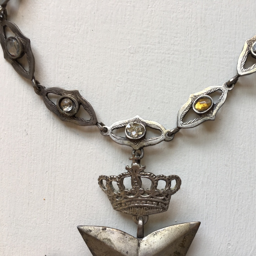 British Victorian Gothic Maltese Cross + Crown Choker… Gem