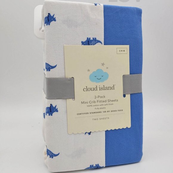 cloud island Bedding Cloud Island Fitted Mini Crib Sheet Dino Blue