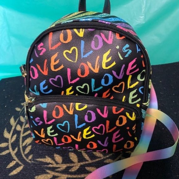 Betsey Johnson Bags Betsey Johnson Small Rainbow Backpack Black