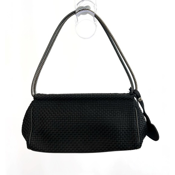 The Sak Bags The Sak Woven Black Mini Shoulder Bag With Knot Handle