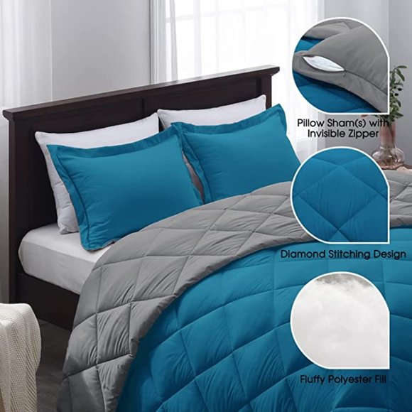 Bedding New Queen Or King Size Comforter Set Reversible Down