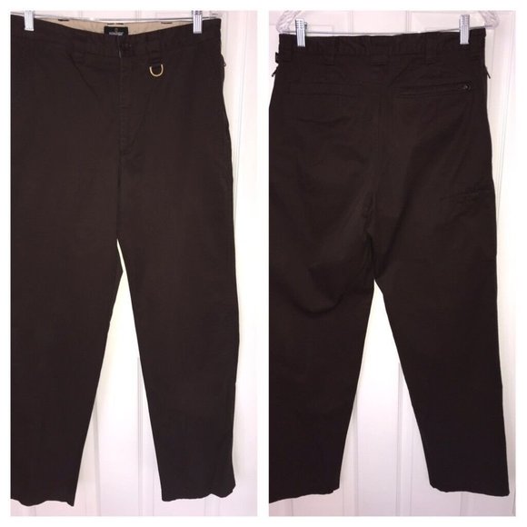 National Geographic Pants Mens Dark Brown Flat Front Travel Pants
