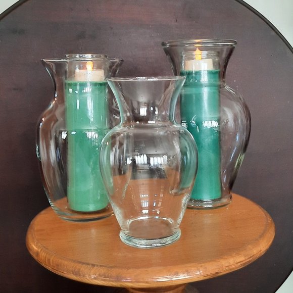 Source Unknown Accents Vintage Ginger Jar Shaped Glass Vases Set Of