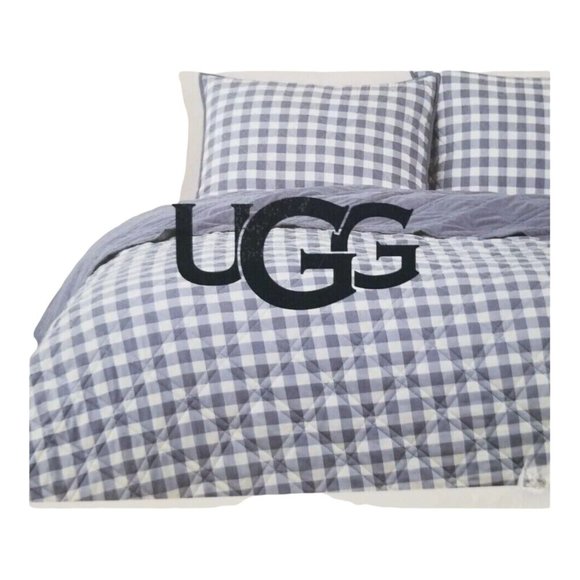 UGG Bedding Ugg Priscilla Dark Ice Plaid King Coverlet Shams Set