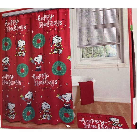 Peanuts Bath 4 Piece Bath Set Snoopy Christmas Bath Mat Shower