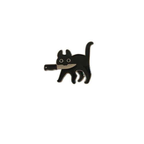 Jewelry Funny Black Cat With Knife Pin Kitten Brooch Poshmark