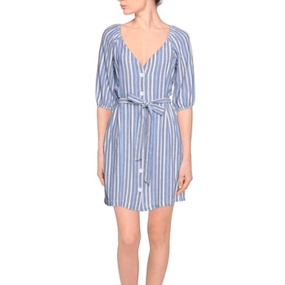 Bella Dahl Dresses Bella Dahl Vertical Stripe Linen Shirt Midi