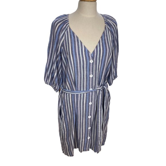 Bella Dahl Dresses Bella Dahl Vertical Stripe Linen Shirt Midi