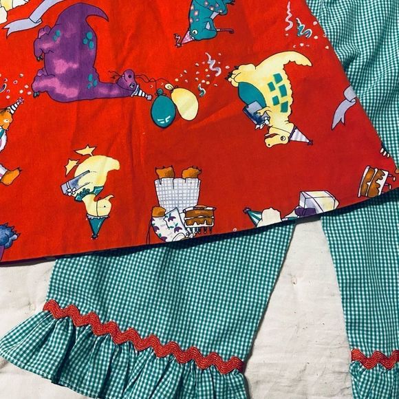 Matching Sets 199s Vintage Dinosaur Dino Barney Gingham Party Set Ric