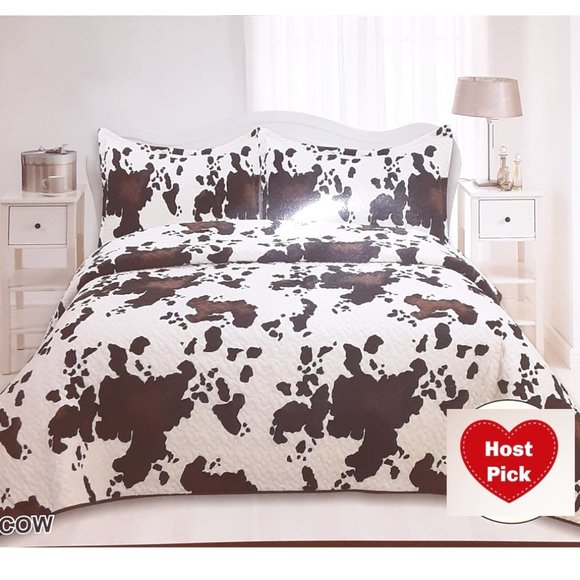 Bedding Country Western Design Cow Print 3 Piece Quilted Bedspread Set Poshmark