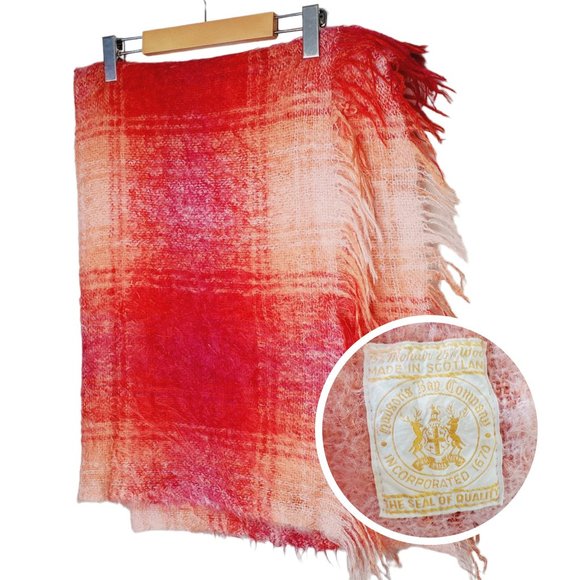 Hudson's Bay Bedding Vintage Hudsons Bay Canada Blanket Mohair Wool Scotland Tartan Red