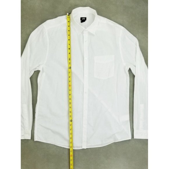H&M Shirts Hm Size Large Mens White Long Sleeve Ribbed Style Pocket