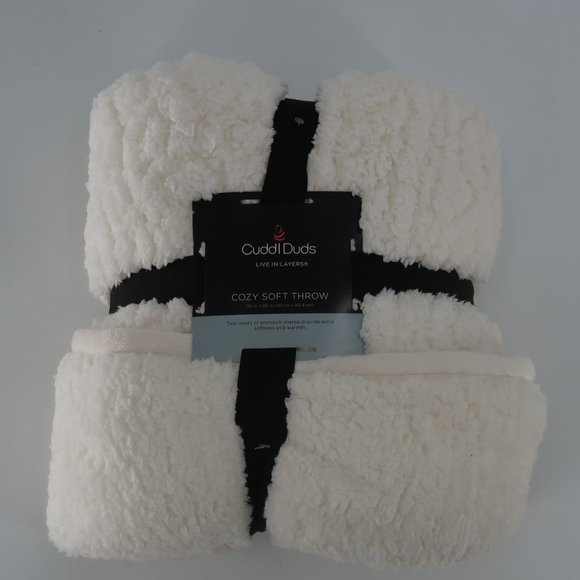 Cuddl Duds Bedding Cuddl Duds White Sherpa Throw Blanket Size