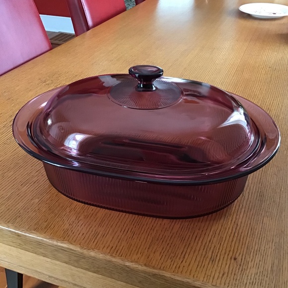 Pyrex Kitchen Vintage Pyrex Visions Cranberry 4 Quart Roaster