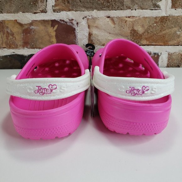 CROCS Shoes Jojo Siwa Charm Clog Pink Crocs White Glitter Strap