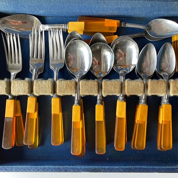 Bakelite Lucite Dining Vintage Gold Bakelite And Lucite 35piece