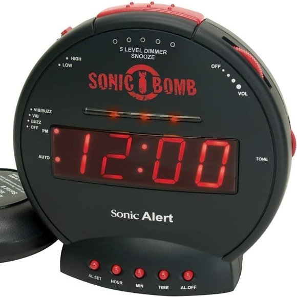 Sonic Alert Wall Decor Sonic Bomb Dual Extra Loud Alarm Clock With