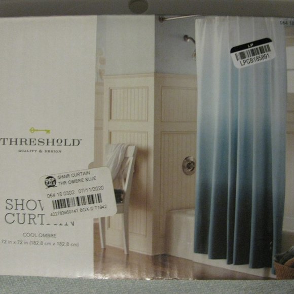 Threshold Accents Threshold Shower Curtain Cool Ombre Blue White