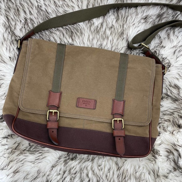 Fossil Bags Fossil Defender Messenger Bag In Waxed Canvas Brown
