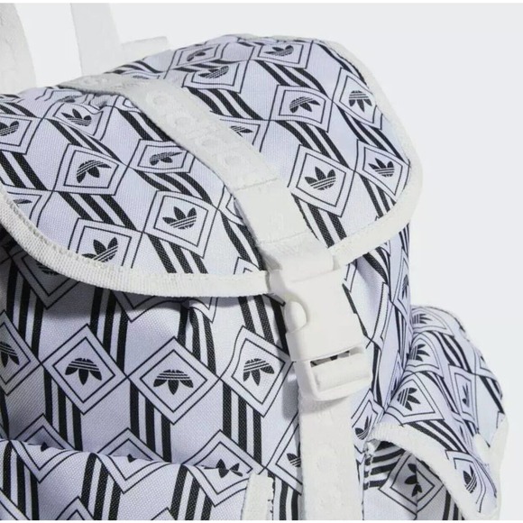 adidas Bags Adidas Original Womens Utility Mini Backpack Trefoil Logo Print Whiteblack