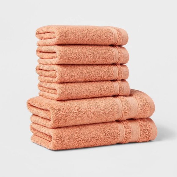 Threshold Bath Threshold 6pk Coral Terry Soft Cotton Blend