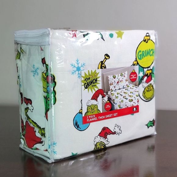 Dr. Seuss Bedding The Grinch 3 Puece Flannel Twin Sheet Set