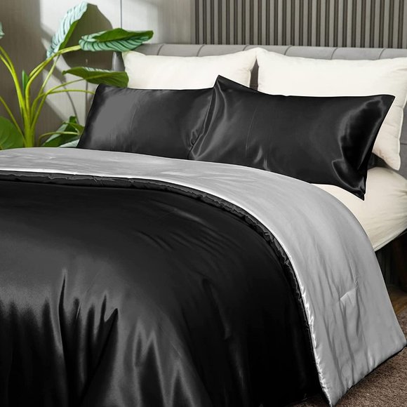 Bedding New Cooling Satin Comforter Set Soft Silky Cooling Down