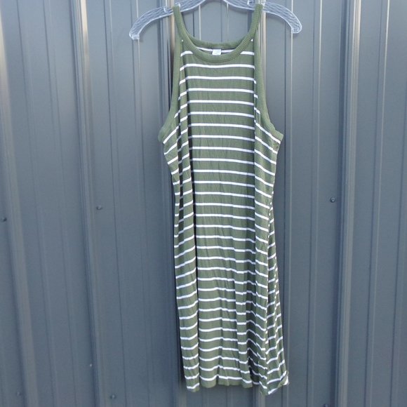 Old Navy Dresses Old Navy Green With White Stripes Knit Halter