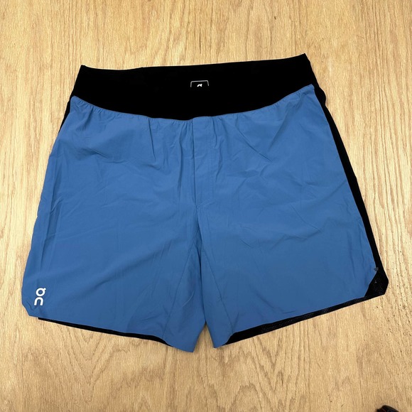 On Running Shorts Mens On Running Cerulean Black Lightweight