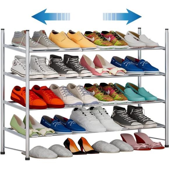 Storage & Organization Ingiordar Shoe Rack 4 Tier Stackable Expandable Shoe Stand Space Saving