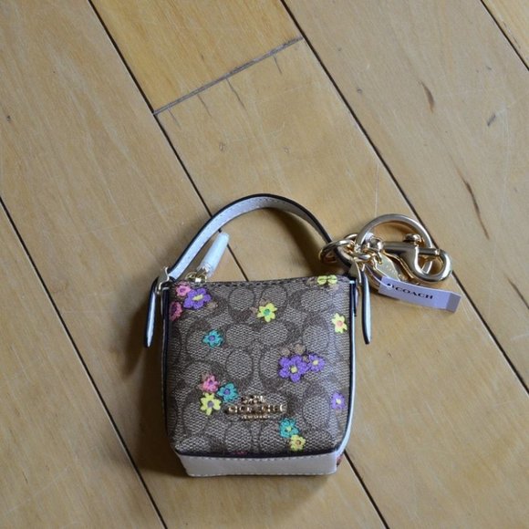 Coach Accessories Coach Ca42 Mini Val Duffle Bag Charm In Signature Canvas Spaced Floral