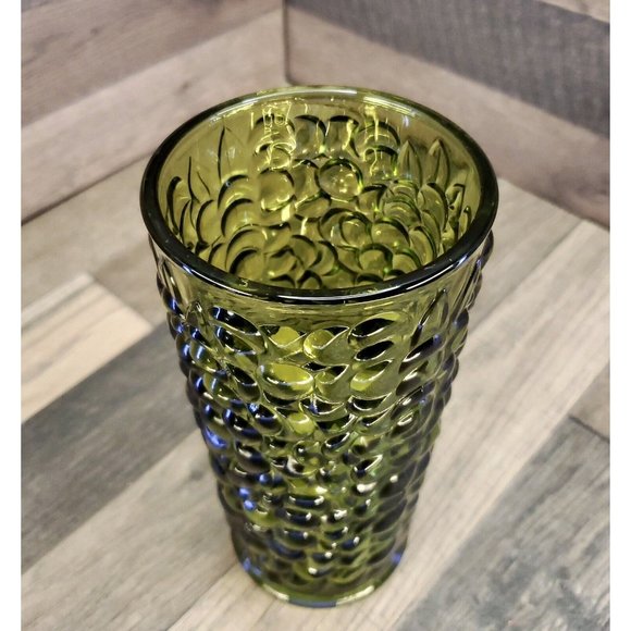 Accents Vintage Avocado Green Glass Vase 75 Tall Textured Grape