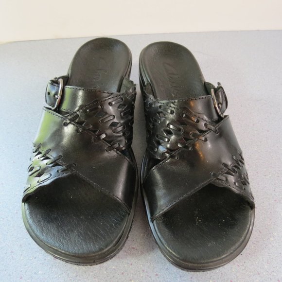 Clarks Shoes Clarks Womens Black Open Toe Clogs Mules Sandals