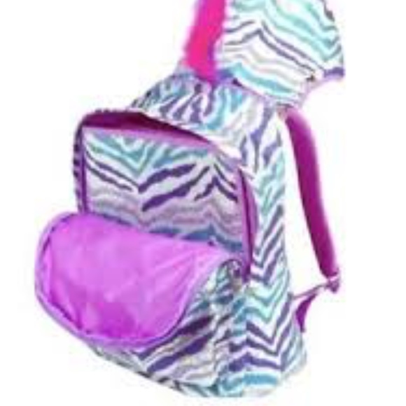 Justice Accessories Justice Backpack Sparkle Zebra Sequined Hood