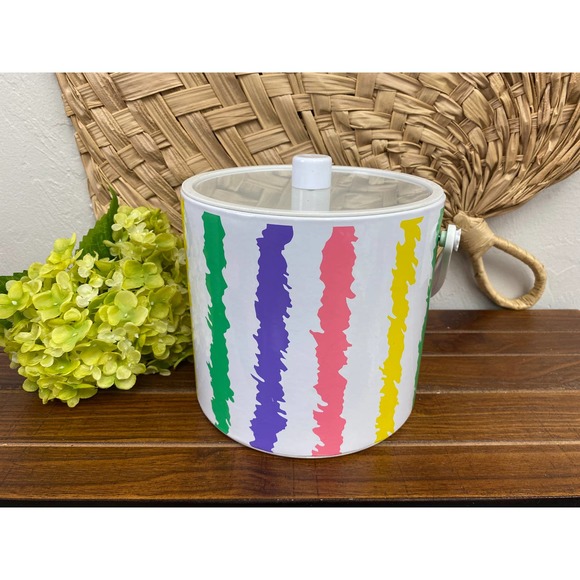 Dining 198s Retro Abstract Color Stripe Ice Bucket Poshmark