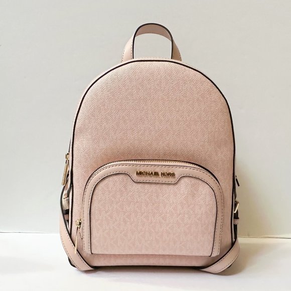 Michael Kors Jaycee Medium Backpack Logo Signature Powder Blush