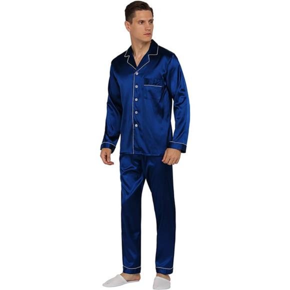 Shirts Mens Satin Pajamas Set Classic Sleepwear Loungewear Poshmark