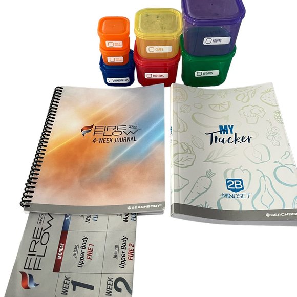 Beachbody Kitchen Beach Body Portion Control Container Set With 2b Mindset Tracker Fire Flow