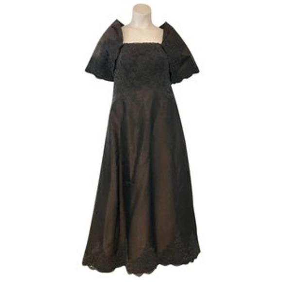 Helen Morley Dresses Helen Morley Dark Brown Strapless Lace Gown W