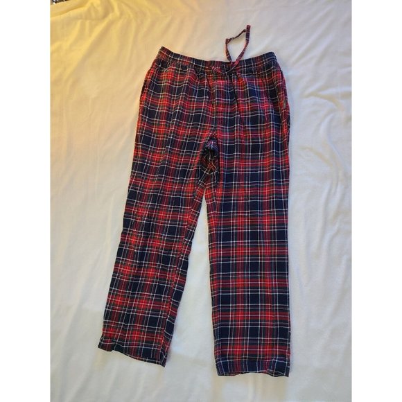Eddie Bauer Pants Eddie Bauer Mens Flannel Red Navy Plaid Drawstring Sleep Pants Size Large