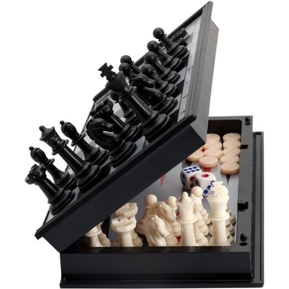 Games 1 Chess Sets 3 In 1 Travel Chess Checkers Backgammon