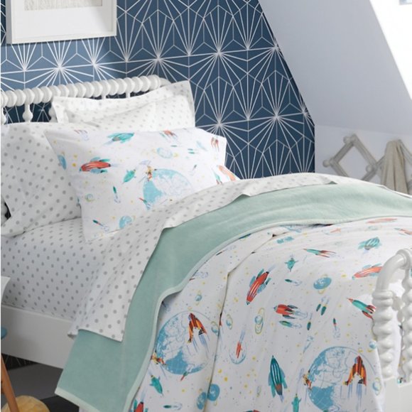 Hill Bedding Hill Glowinthedark White Rockets Flannel