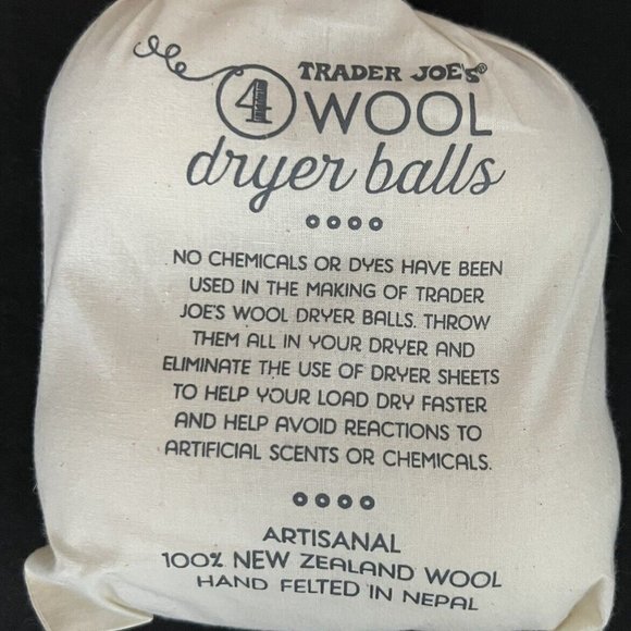 Trader Joe’s Other Trader Joes 4 Wool Dryer Balls New In Cloth Bag