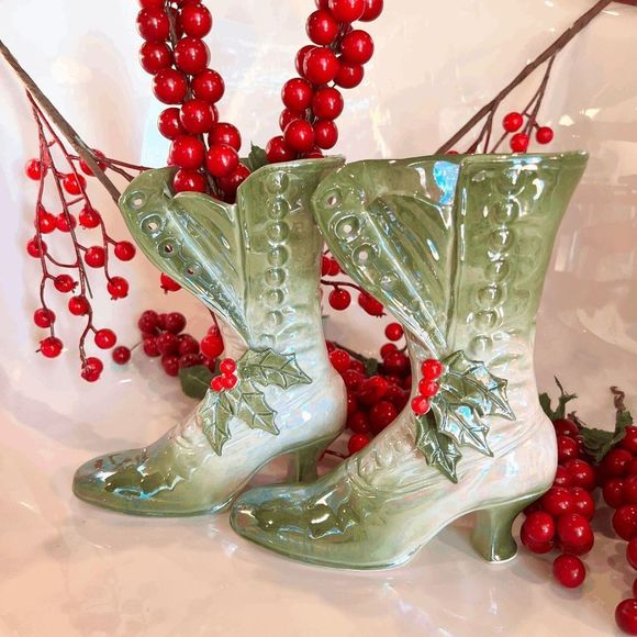 Wolin Company Accents Vintage Wolin Company Porcelain Holly Boot