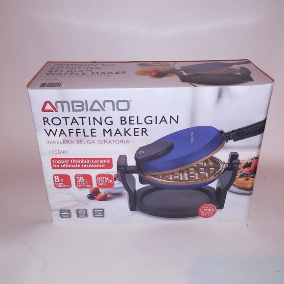 Ambiano Kitchen Ambiano Rotating Belgian Waffle Maker Thick Blue